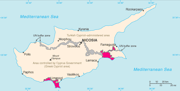 Akrotiri ve Dhekelia haritasi